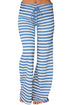 Sexy Blue White Striped Wide Leg Pants